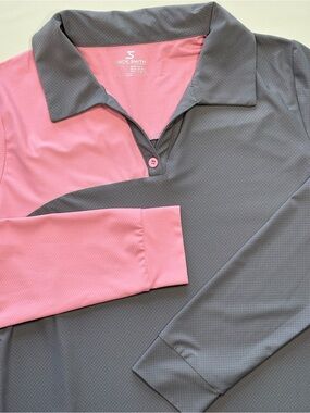 Jack Smith Women's Two-Tone Pink and Gray Long-Sleeve Polo